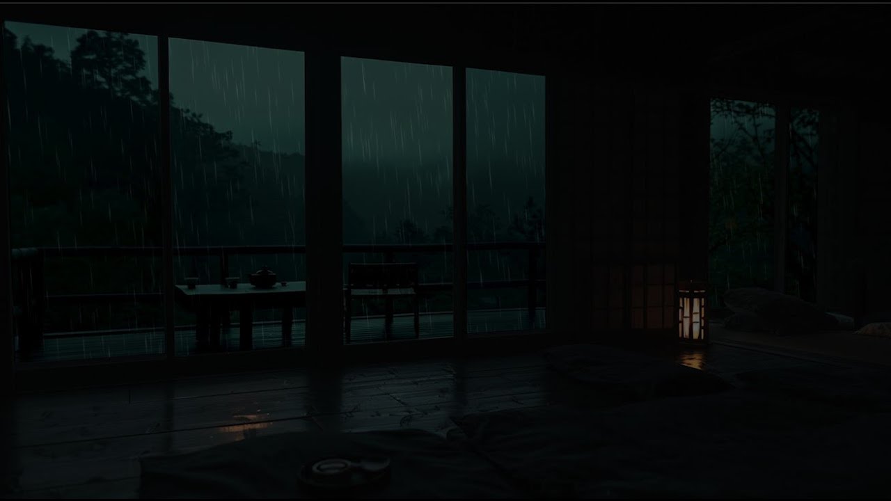 Deep Mountain Rain at a Quiet Cabin 🌧 (No Ads) | Dark Bedroom Ambience for Deep Sleep