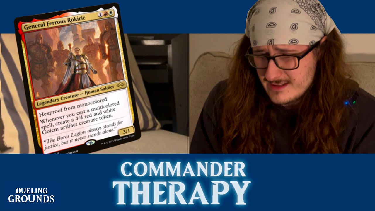 Telling General Ferrous Rokiric that Hydbrid Mana rules aren’t changing | a MTG sketch