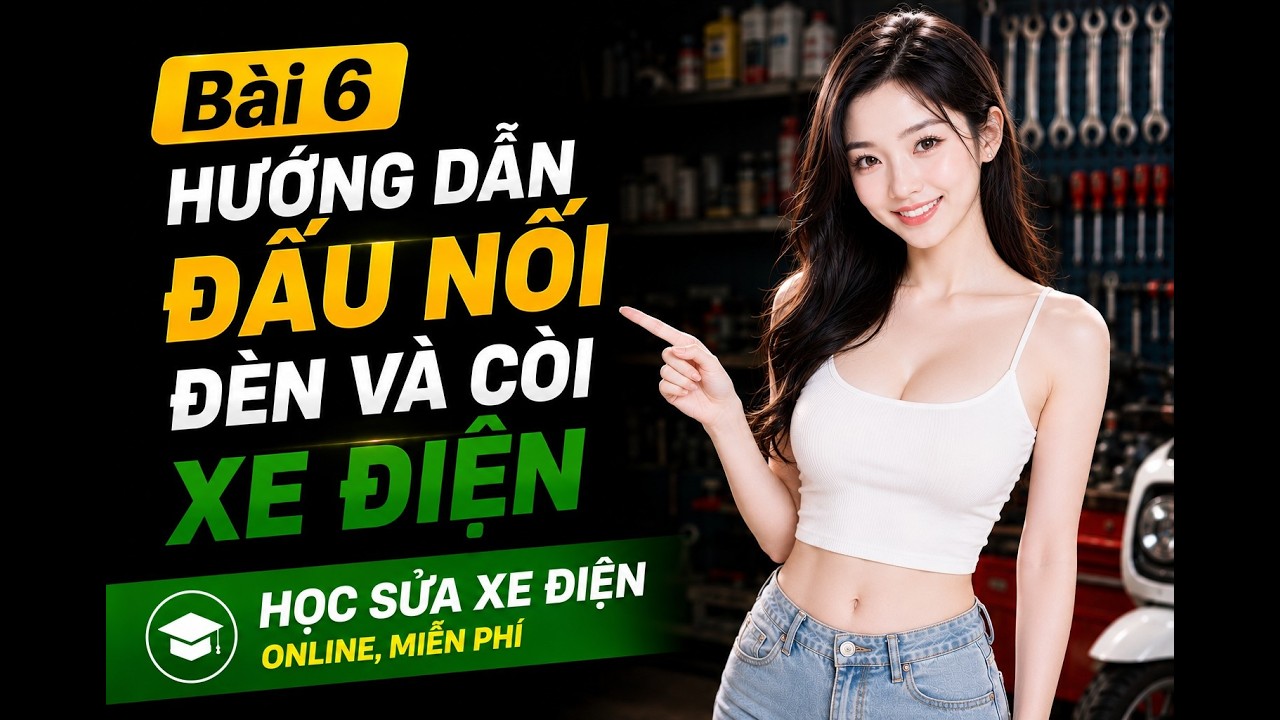 Bài 6: Hướng dẫn đấu nối đèn và còi xe điện - Học sửa xe điện online miễn phí 
