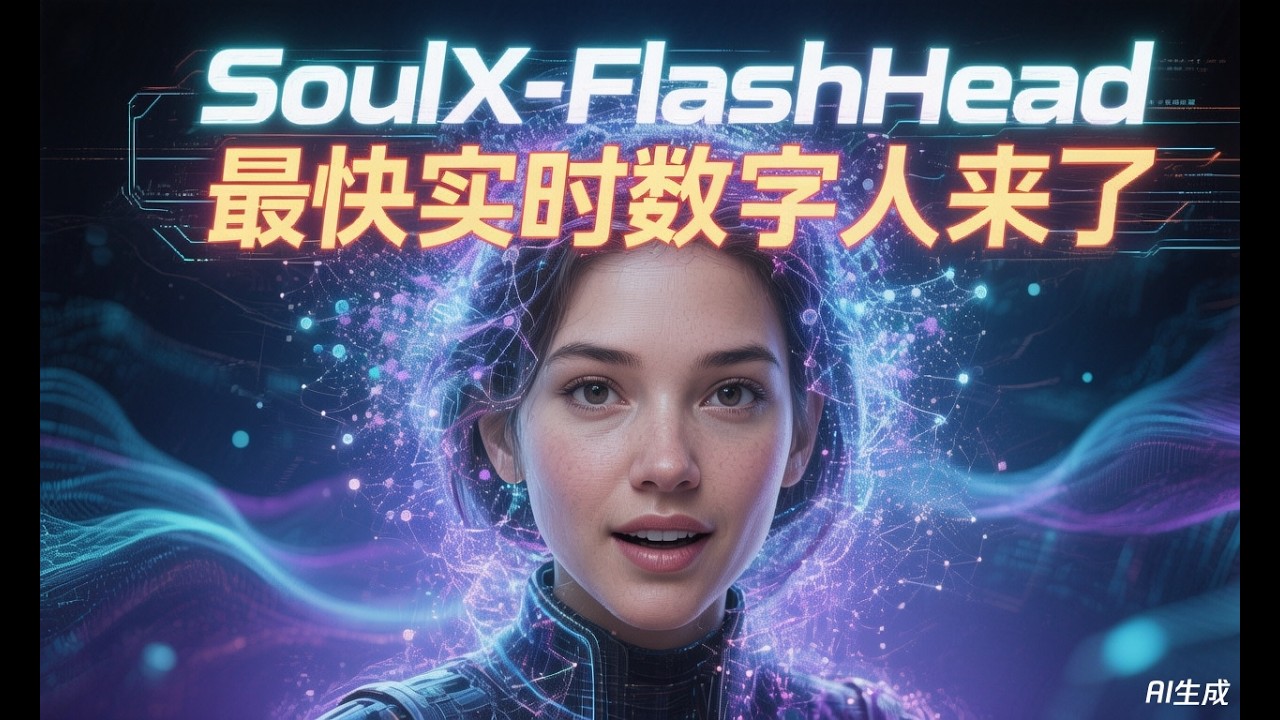 SoulX-FlashHead - 最快实时数字人，给它一段声音，秒出流畅会说话的数字人脸 支持50系显卡 一键整合包下载