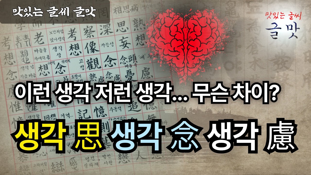 다양한 생각들... 생각 사, 생각 념, 생각 려... 도대체 무슨 차이? / #맛있는글씨 #글맛 #한자공부