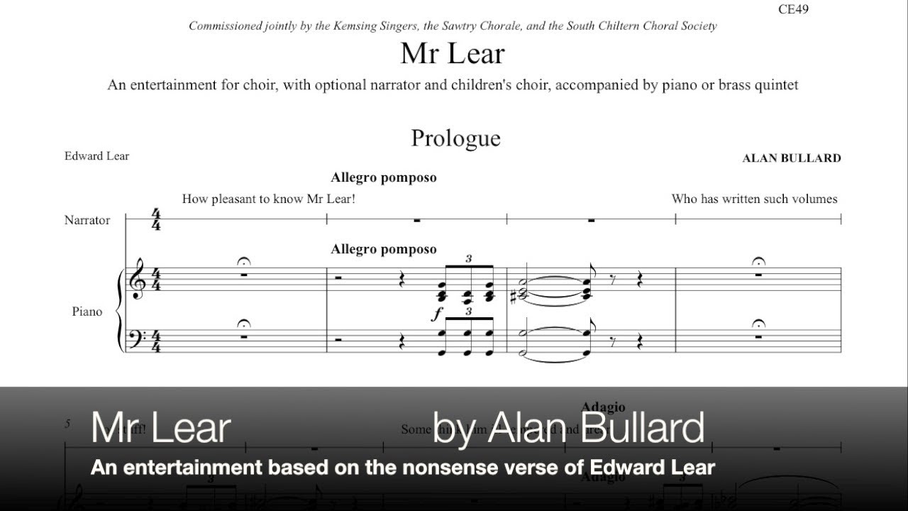 Alan Bullard: Mr Lear (Scrolling Score)