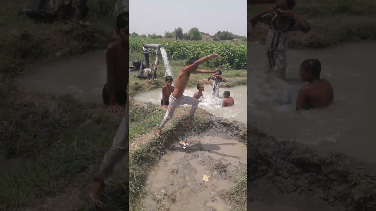 Kids enjoying in clean and fresh tubewell water #beauty #kids #villagelife #reels
