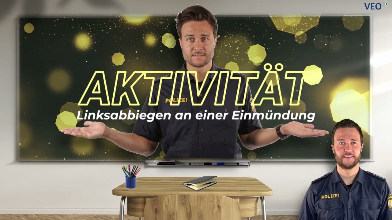VEO 4 - Jugendverkehrsschule 2 - Linksabbiegen an einer Einmündung ohne Verkehrszeichen - Bayern