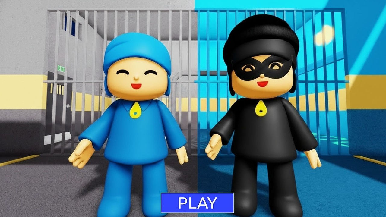 POCOYO POLICE VS THIEF PRISON RUN! Obby roblox! Gameplay Walkthrough #roblox #obby