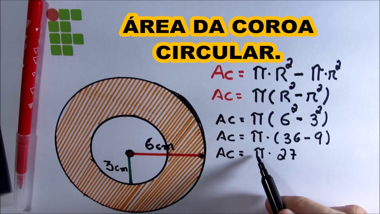 ÁREA DA COROA CIRCULAR | DICA BEM SIMPLES. IFRN, IFRJ, IFCE, IFPE, IFAL, IFTO, IFPI, IFMA.