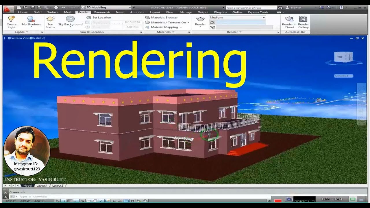 AUTOCAD | RENDERING with SKY BACKGROUND in Autocad | cad and graphic tutorials