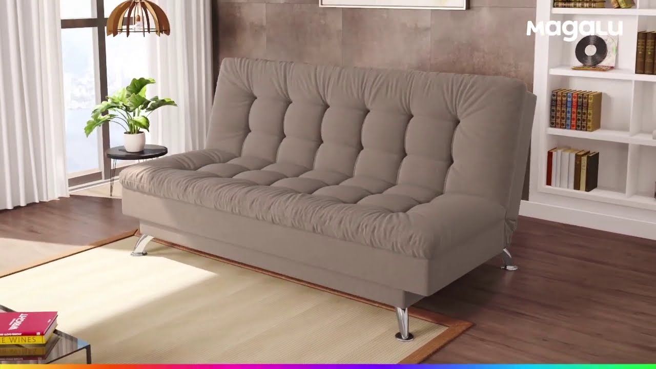 Sof&aacute; cama Casal 3 Lugares Reclin&aacute;vel Suede | Linoforte Lux