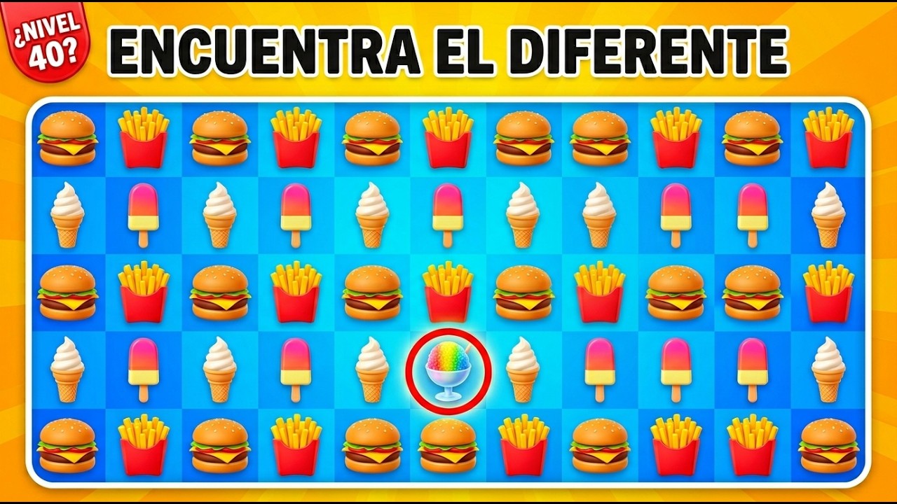 🍔🍦 SOLO el 5% Encuentra el DIFERENTE 🤯 Nivel IMPOSIBLE