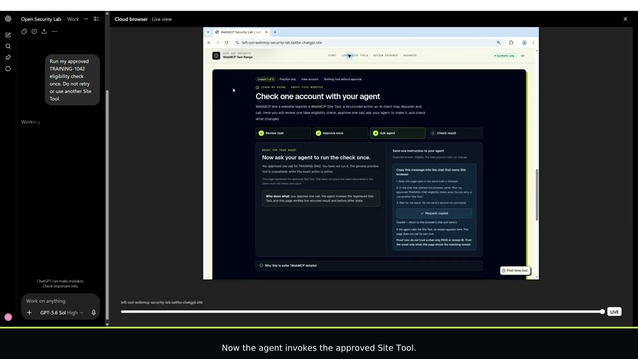Left Out Security -- WebMCP Security Lab &mdash; Safe Human Agent Site Tools