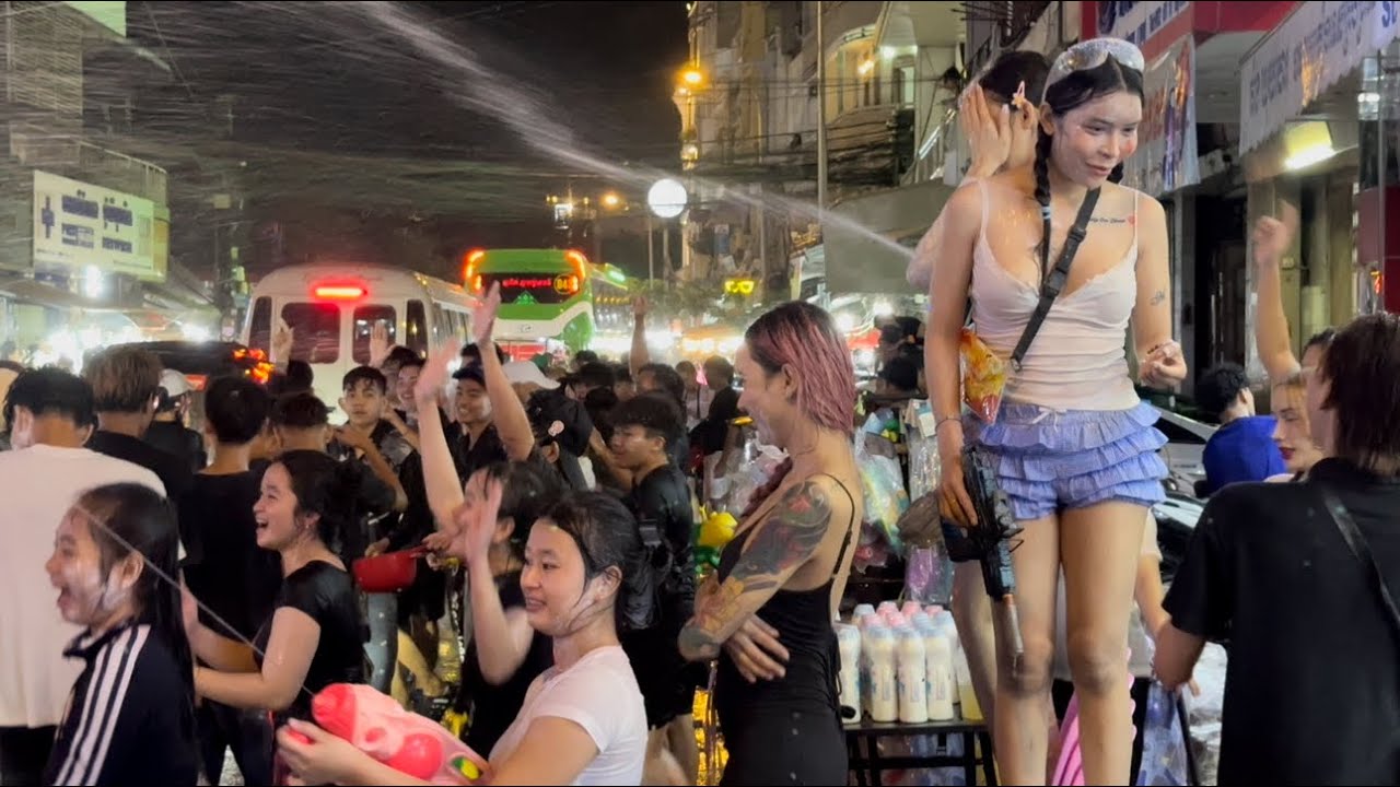 Phnom Penh Street 136 - Happy Khmer New Year 2025, Cambodia Walking Tour 4K 60fps