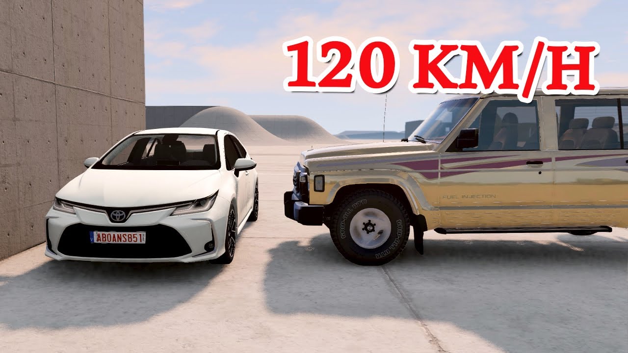 CRASH TEST #36- TOYOTA COROLLA vs NISSAN PATROL Y60/ BeamNGdrive