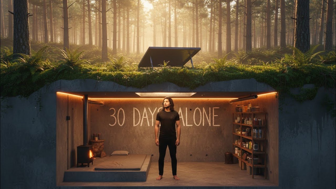 30 Days Alone Building a Completely Invisible Underground Bunker in Forbidden Forest | ASMR