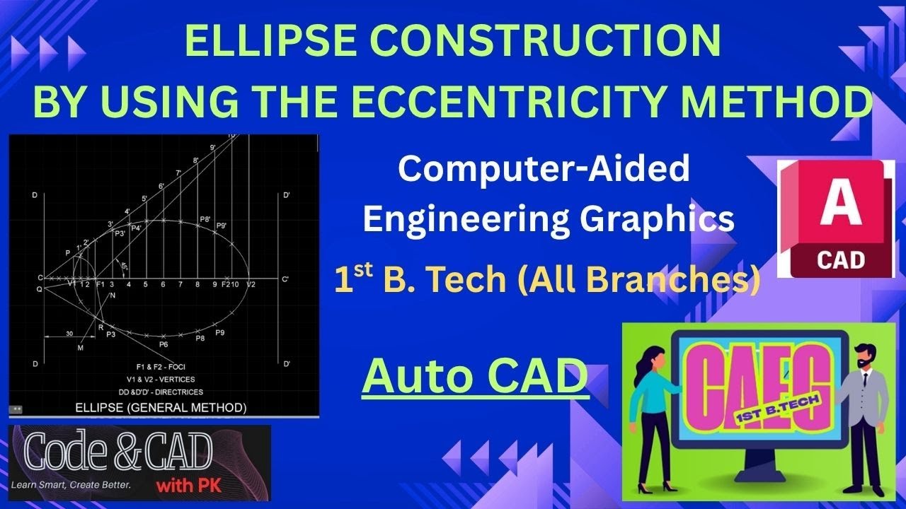 Построение эллипса в AutoCAD | Касательная и нормаль | Инженерная графика | 1-й курс бакалавриата...