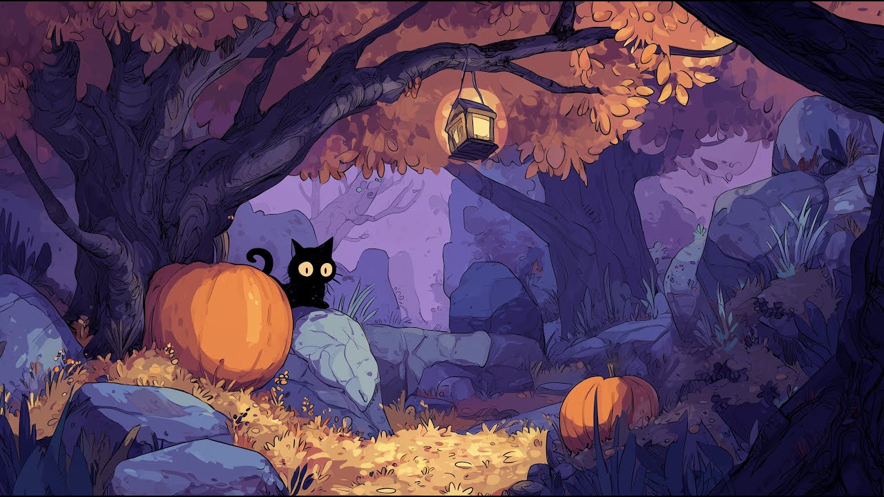 Spooky Cat Lantern 🎃 Halloween Lofi & Chillhop for Autumn Nights