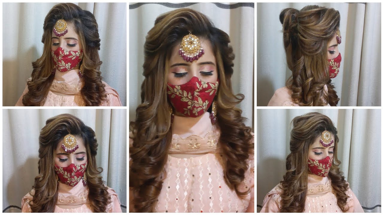 Engagement hairstyle open hair tutorial  | kashees bridal hairstyle | bridal puff hairstyle tutorial