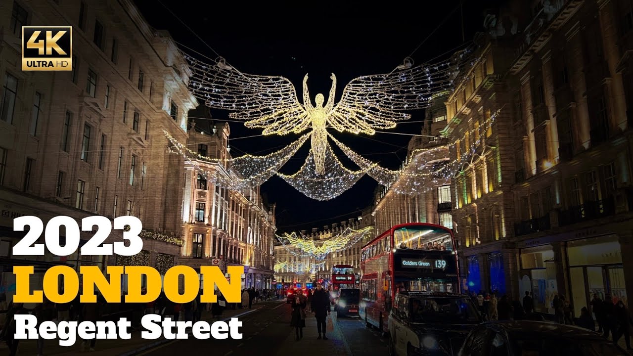 4K London’s Regent Street New Year Lights 2023