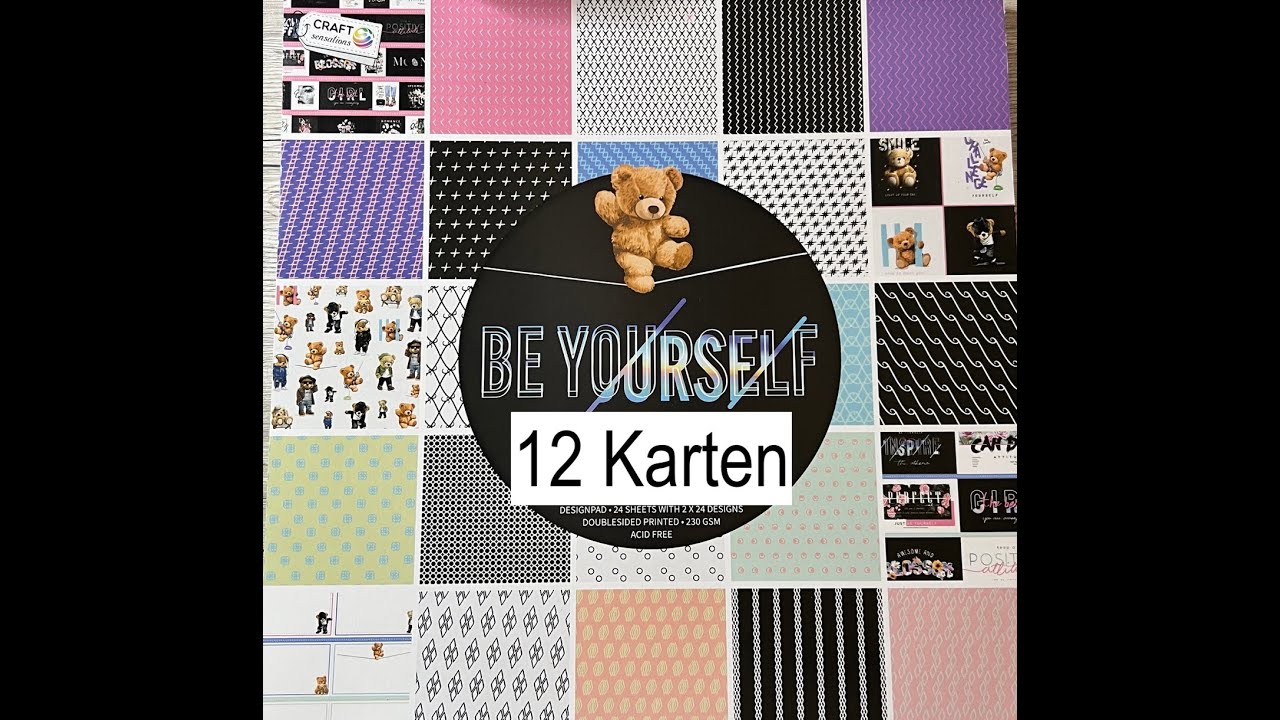ACTION! 12 Karten mit einem 30x30cm Block - Be yourself - Craft Sensations