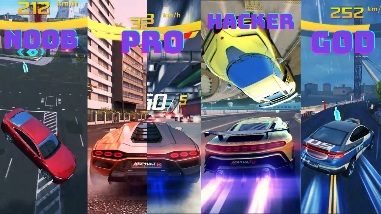 Asphalt 8 Noob vs Pro vs Hacker vs God
