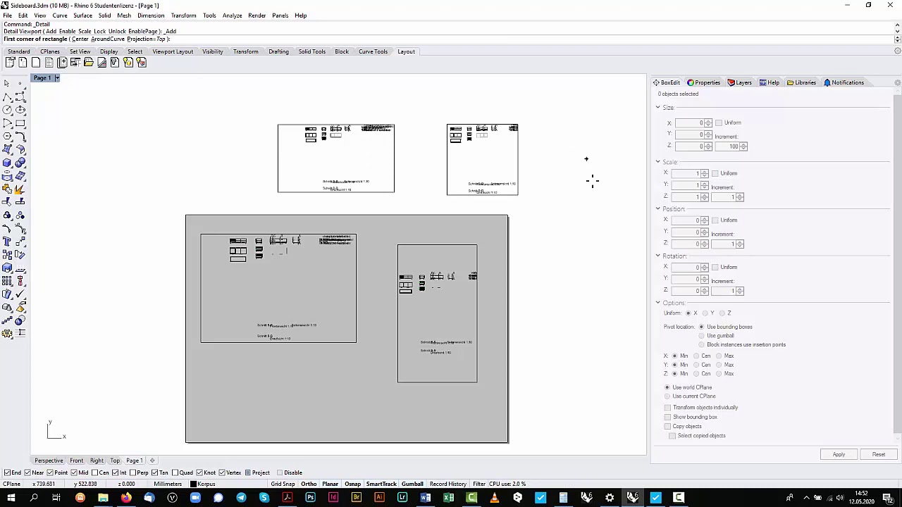 HS-Mainz CAD 1 Übung 08 Layout (Rhino)