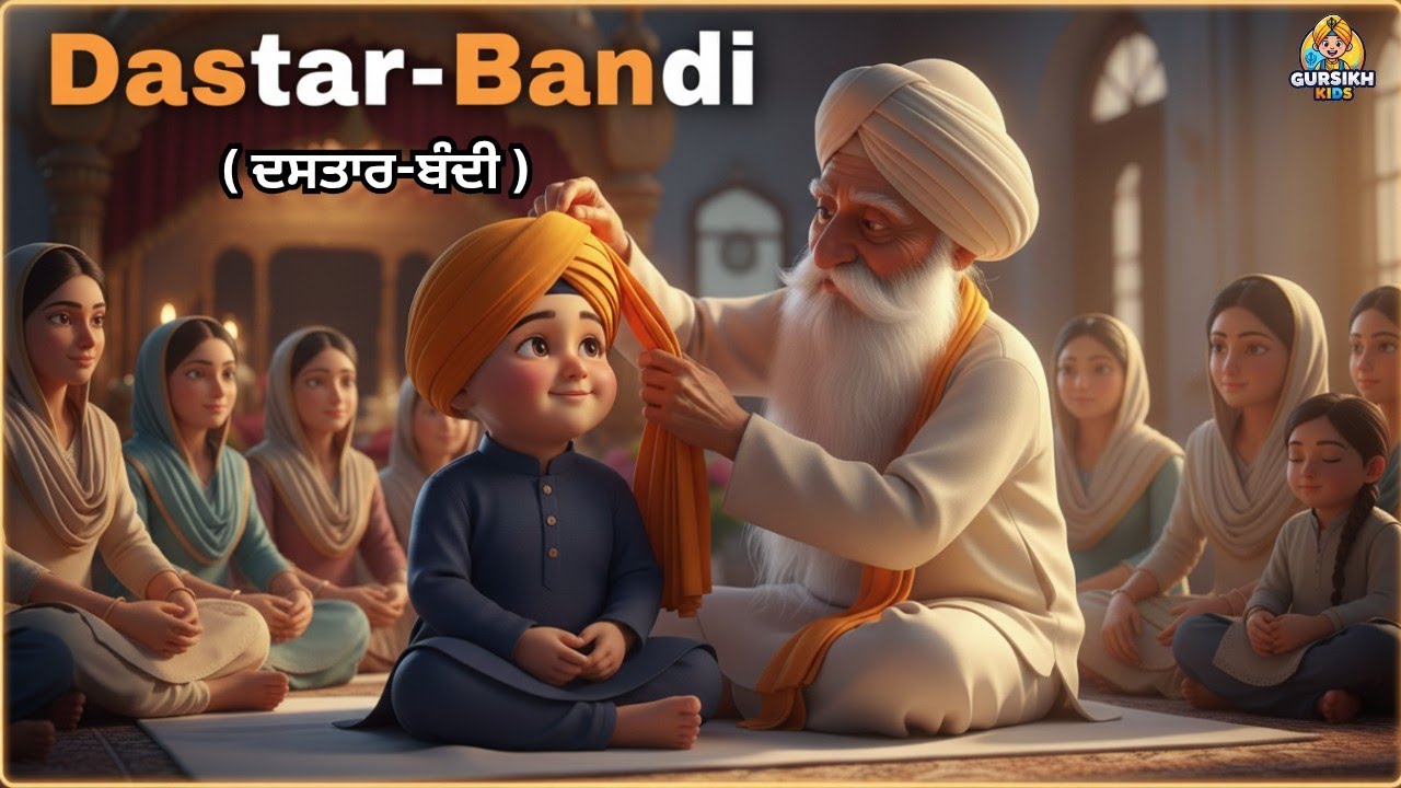 ਦਸਤਾਰ-ਬੰਦੀ | Dastar-Bandi | First Turban Ceremony for Kids | Punjabi Sikh Kids Rhyme