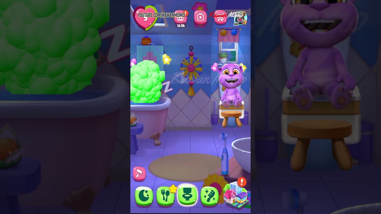 My Talking Tom 2 Toilet Poop || Green Talking Tom Poop and Bath in Talking Angela Bathroom