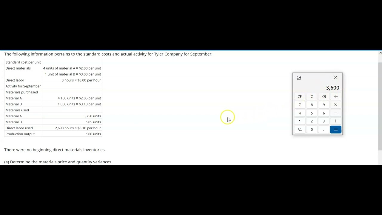 Calculation of Variable Cost Variances