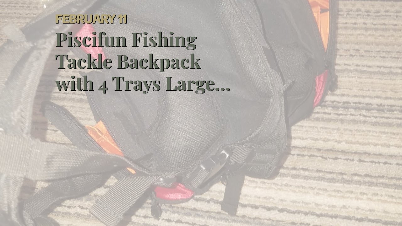Piscifun Fishing Tackle Backpack with 4 Trays Large Waterproof Tackle Bag Storage with Protecti...