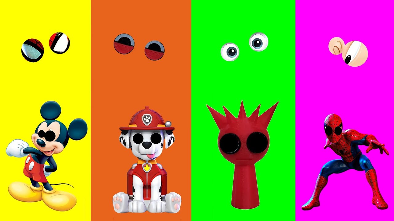 Wrong eyes👀 Spiderman and Sprunki and PAW Patrol | challenge DAME TU COSITA Funny Puzzle Wrong Heads