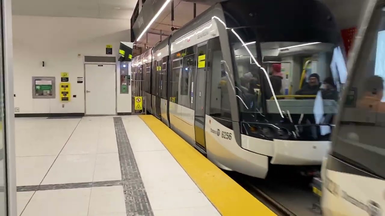 TTC Line 5 Eglinton Flexity Freedom LRV Departing Don Valley station  