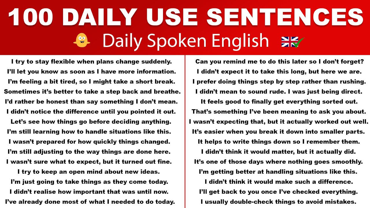 100 Daily Use Sentences in English | Daily Spoken English | Speaking Practice