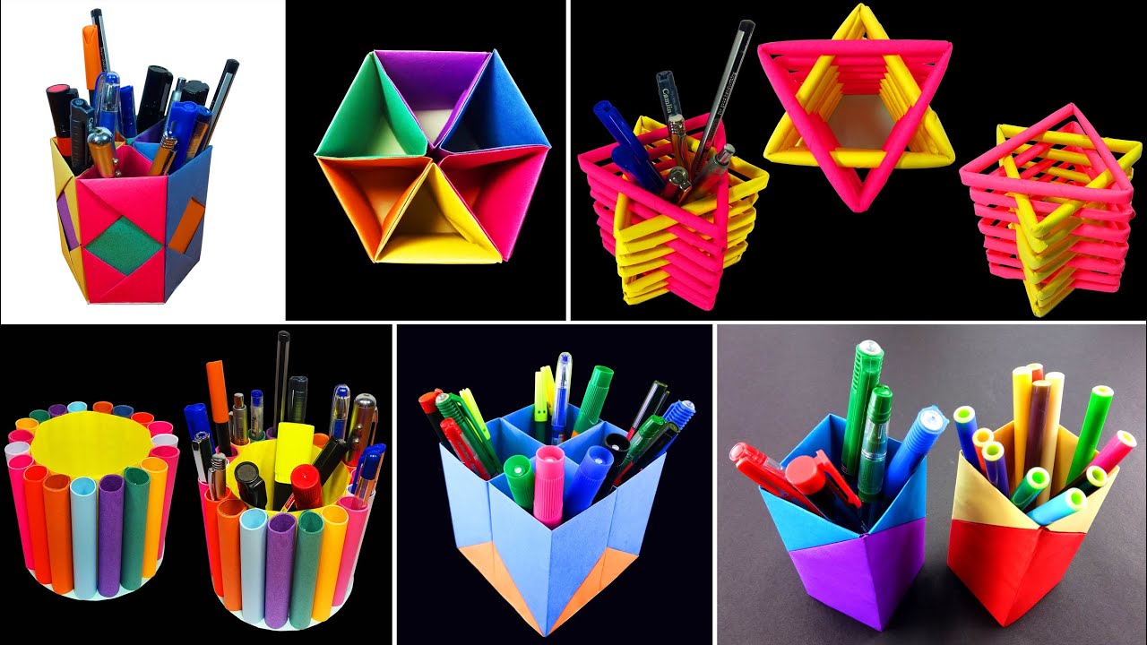 5 Beautiful and Very Easy Paper Pencil Holder Making Ideas | Pen Holder | Easy DIY Crafts