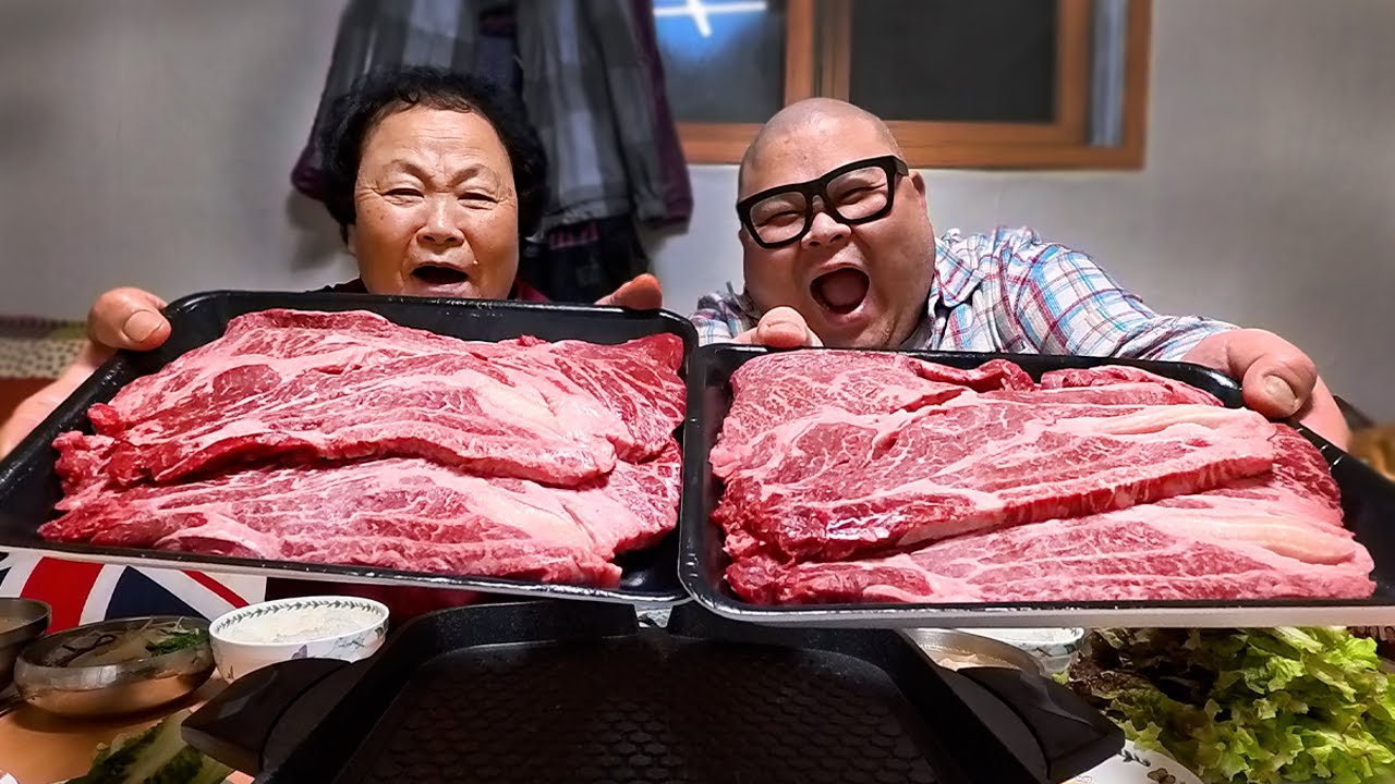 보고싶었던 엄마와 가장 행복한 저녁시간│Grilled beef Mukbang Eatingshow