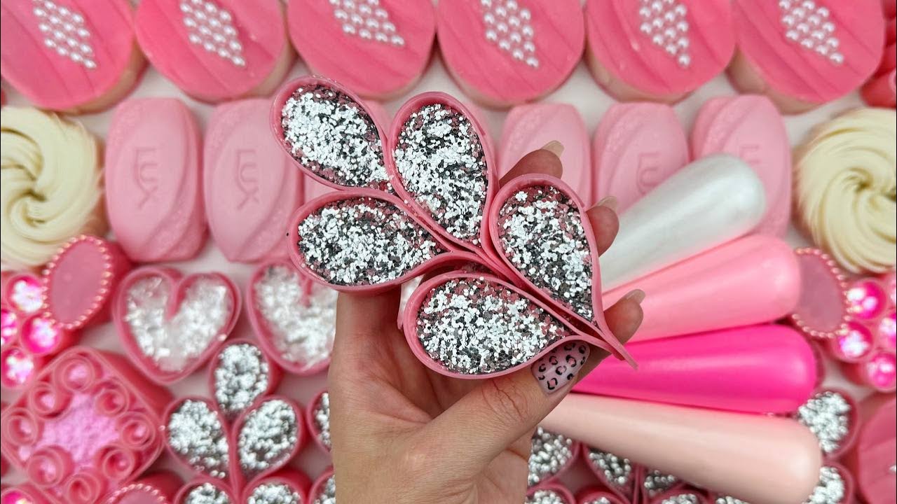 [ASMR] CRUSHING SOAP FORMS WITH GLITTER&STARCH&FOAM (4K)