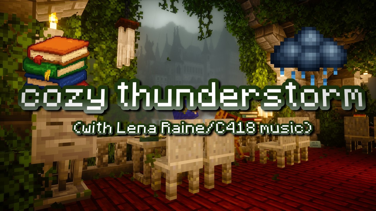 🌨️I remember...⛈️(Nostalgic Minecraft Sleep Music) Dark Academia Castle Ambience |Cozy Reading Nook|