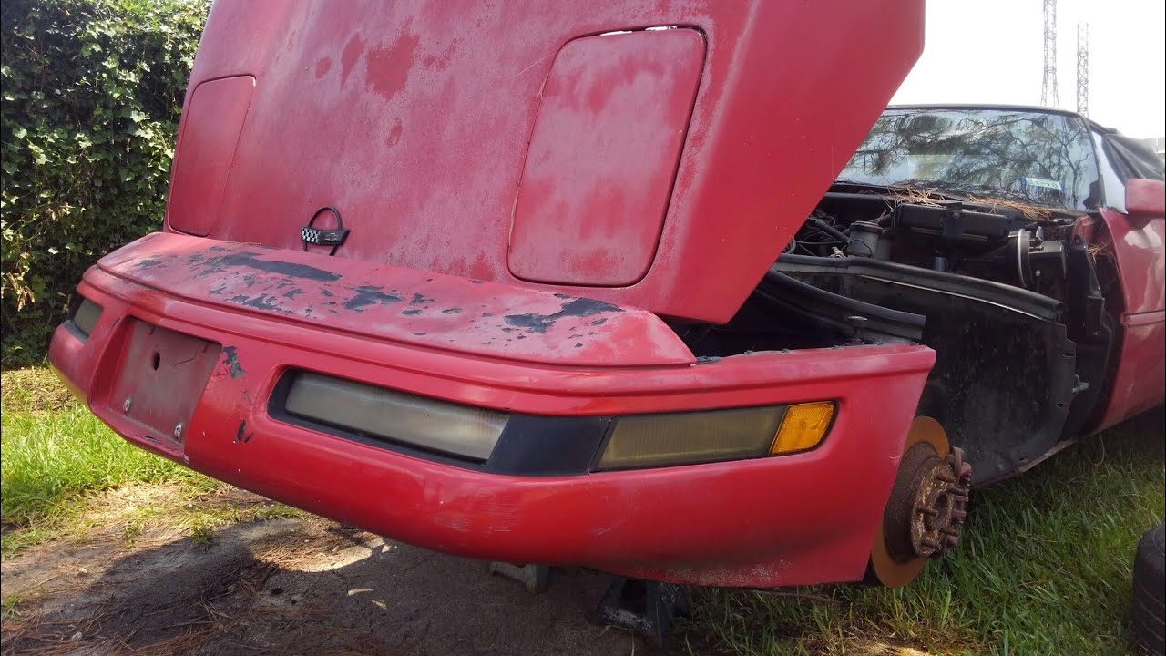 Removing the 1991 Corvette Salvage Parts Car Front Bumper Assembly