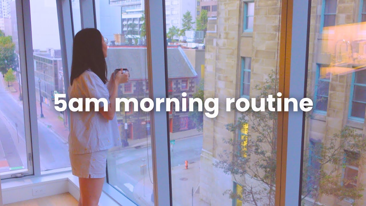 my 5AM morning routine before working a 9-5 ☕️ | first day at work as an illustrator ✏️