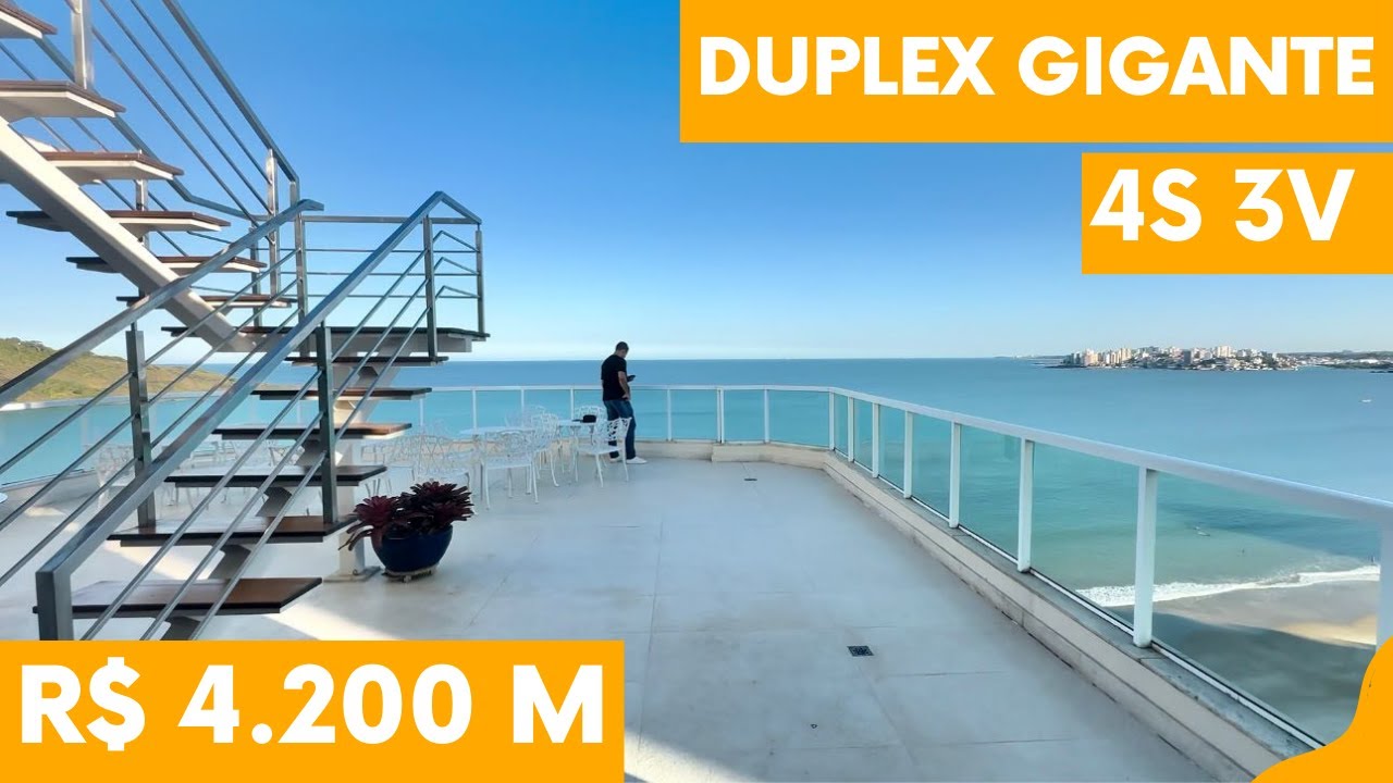 R$ 4.200.000,00! Cobertura Duplex na Beira mar! 437 m² de área útil! Praia do Morro, Guarapari-ES