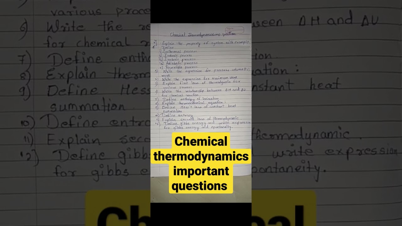 chemical thermodynamics 🧪 important questions/12th stander #topper#12thboardexam2024