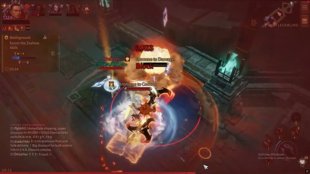 Diablo Immortal Monk game play Dragon kick loadout with barb meta on the side PS: Defeat Match