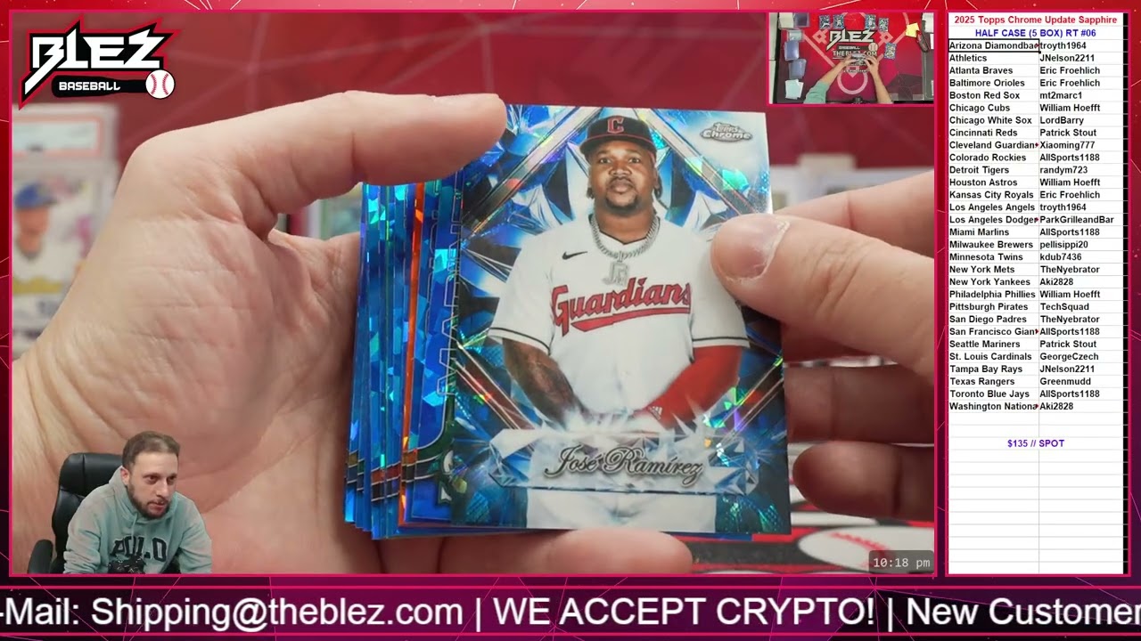 2025 Topps Chrome Update Sapphire 5 BOX BREAK Random Team #06