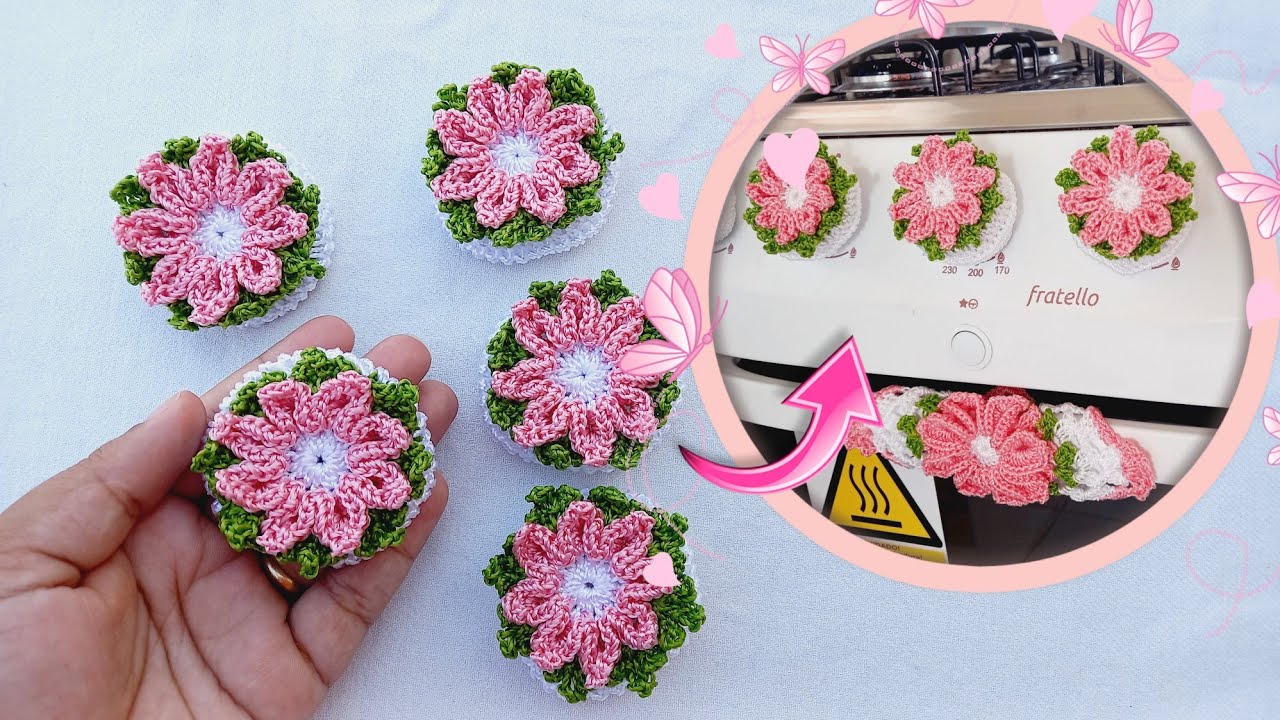 CAPINHA PARA BOTÃO DO FOGÃO, FÁCIL E RÁPIDO 🌸