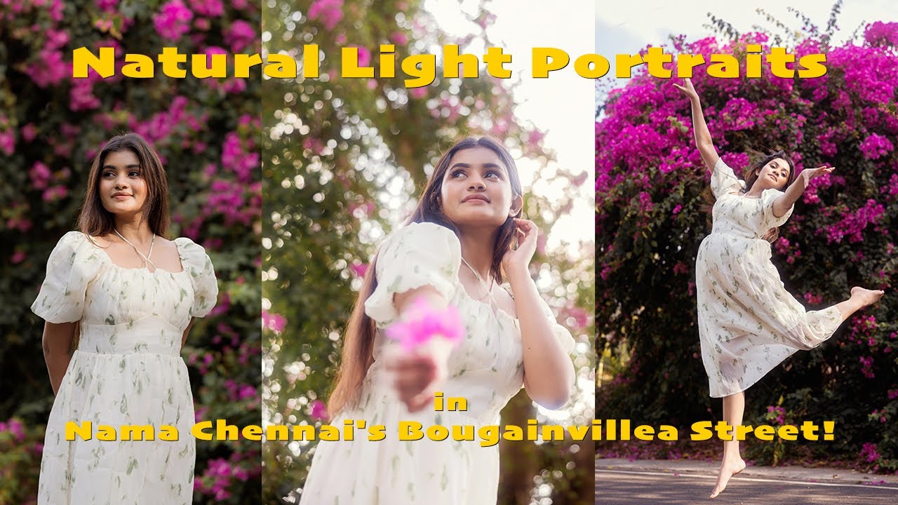 Dreamy Outdoor Portraits with Bougainvillea in Chennai 🌸 | Natural Light Photography Tips!