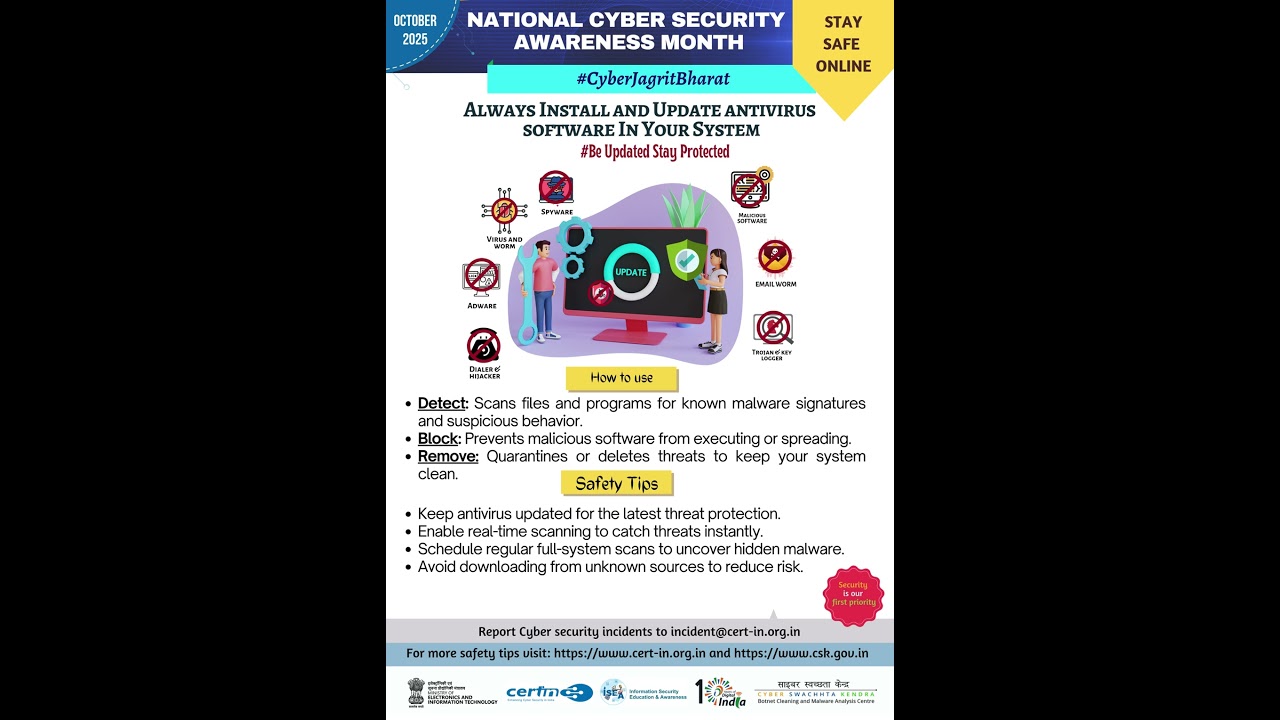 CERT-In is observing October 2025 as National Cyber Security Awareness Month (NCSAM) 2025