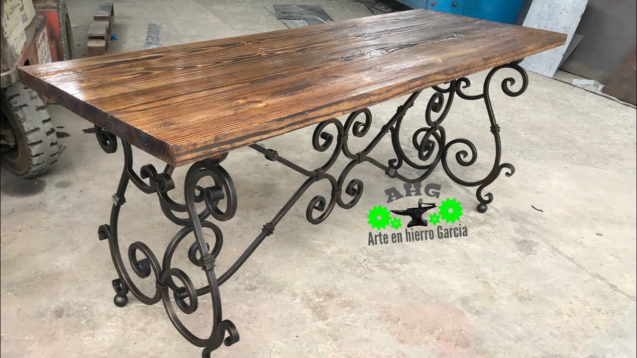resultado mejor de lo esperado mesa de hierro forjado y madera. arte en hierro García