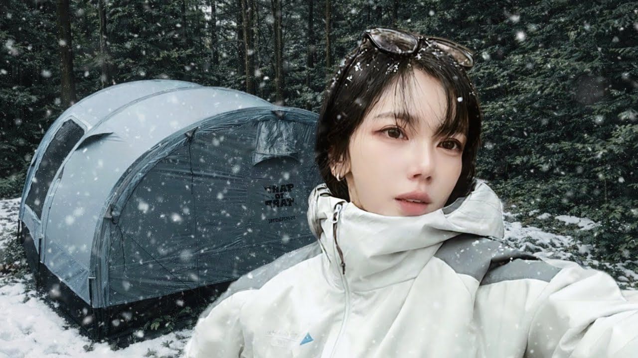 ❄️눈 내리는 숲 속 혼자 보낸 마지막 설중캠핑｜두쫀쿠 가고 봄동 비빔밥이 왔다🥬｜장작소리🪵｜솔로 캠핑 브이로그