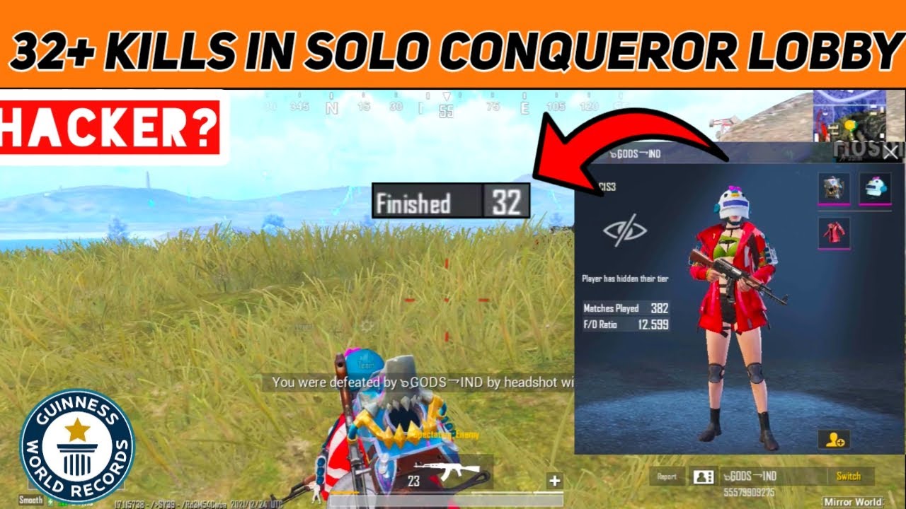 32+ KILLS IN SOLO TPP CONQUEROR LOBBY 😱 | WORLD HIGHEST KILL RECORD IN SOLO TPP | anonYmous FPP