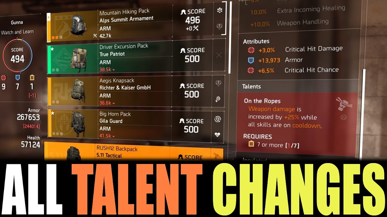 The Division 2 ALL NEW TALENT NERFS & BUFFS IN TU6 | EVERYTHING YOU NEED TO KNOW