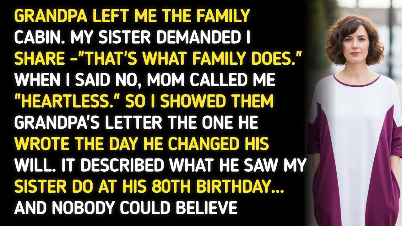 GRANDPA LEFT ME THE FAMILY CABIN. MY SISTER DEMANDED I SHARE -