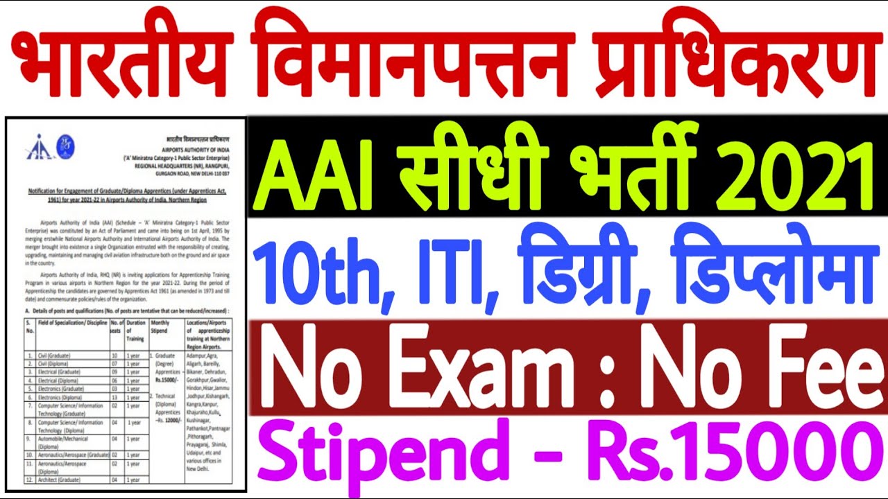 AAI Apprenticeship Recruitment 2021 | AAI Apprentice Online Form 2021 | AAI Apprentice Vacancy 2021